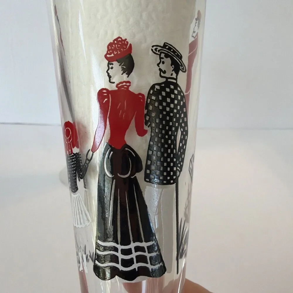Vintage Stemmed Beer Pilsner Glasses Pair Musicians Band Retro MCM Barware Pub